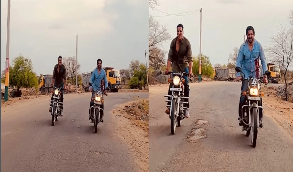 Jolly LLB 3 का राजस्थान शेड्यूल पूरा करने के बाद, अक्षय कुमार और अरशद वारसी बाइक की सवारी पर निकले, देखें वीडियो