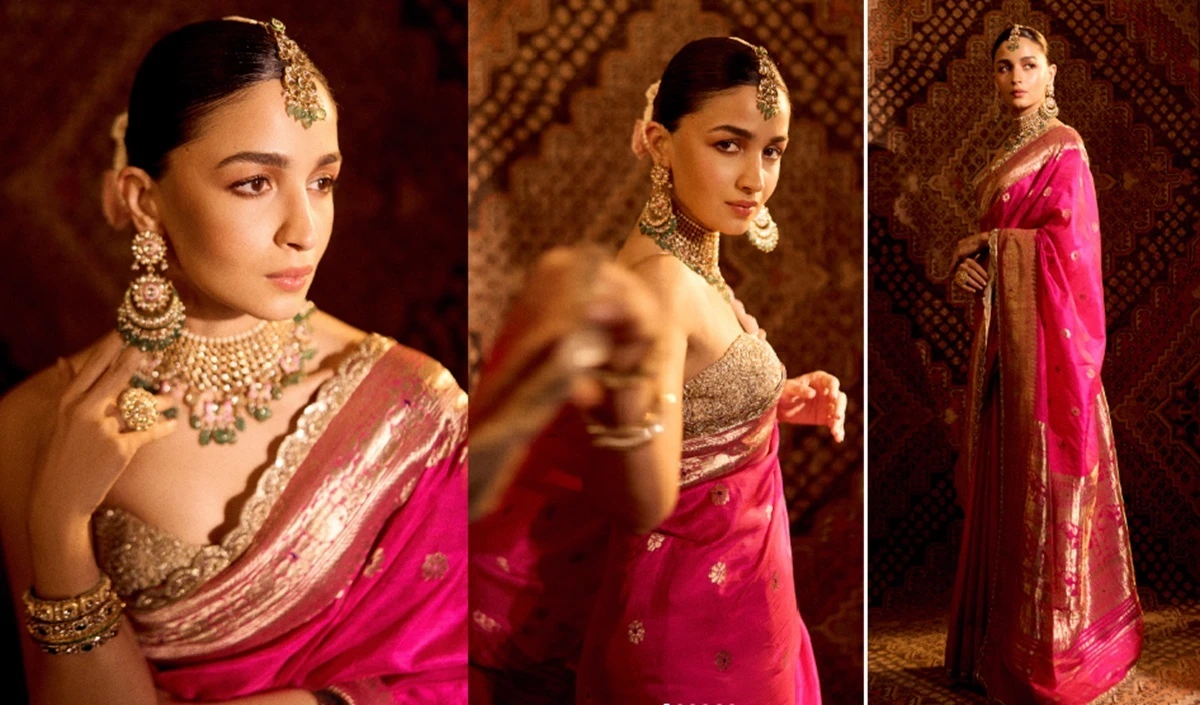 अनंत अंबानी और राधिका मर्चेंट की शानदार शादी में आलिया भट्ट ने पहनी 160 साल पुरानी साड़ी |  Watch Photos