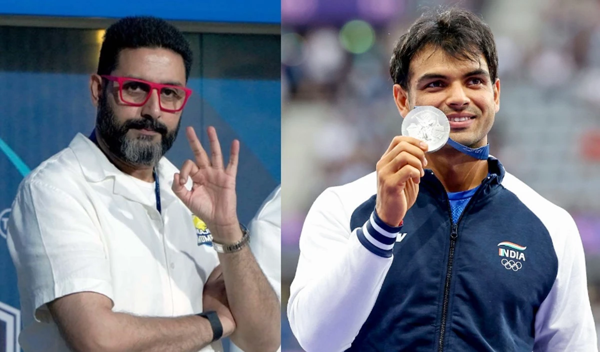 Paris Olympics 2024 | ऐतिहासिक जीत के बाद अभिषेक बच्चन का नीरज चोपड़ा को गले लगाने का वीडियो वायरल | Video