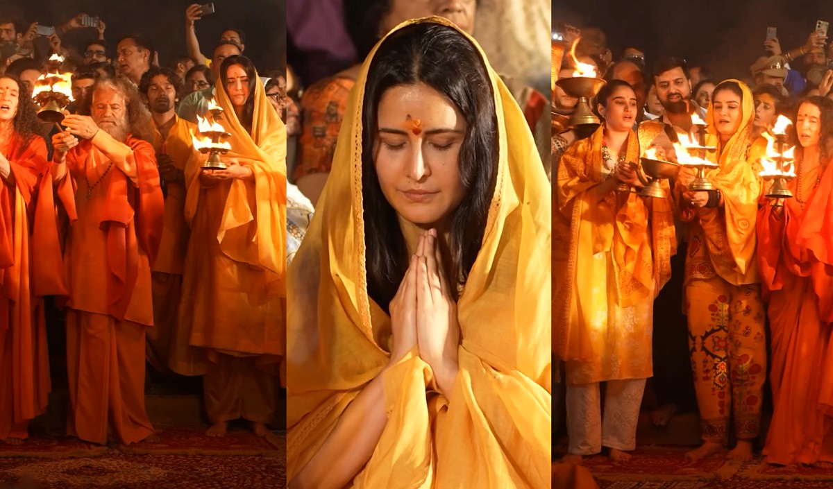 Katrina Kaif ने महाकुंभ में डुबकी लगाई और फिर Raveena Tandon और Rasha Thadani के साथ गंगा आरती की