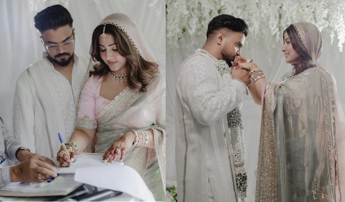 Video | Rocky Jaiswal से शादी के बाद अवॉर्ड शो में दुल्हन की तरह दिखीं Hina Khan, साड़ी में दिखीं बला की खूबसूरत