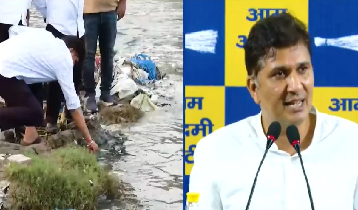 AAP ने CM के घर पहुंचाया यमुना का पानी, सौरभ भारद्वाज बोले- साफ है तो पीकर दिखाएं!