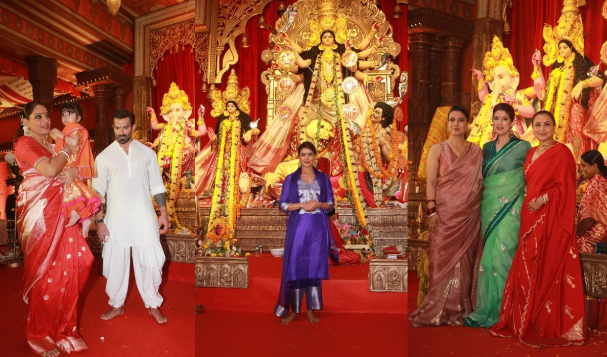 काजोल, रानी और प्रियंका ने ट्रेडिशनल लुक से बढ़ाई Durga Puja की शान, फैंस हुए दीवाने